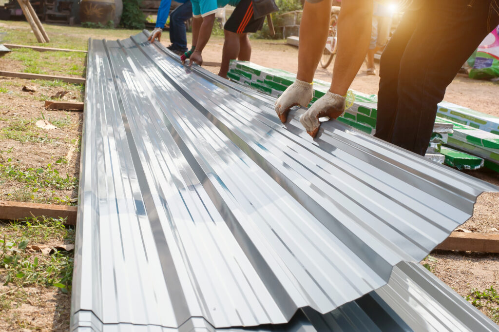 Roofing,Workers,Used,Metal,Sheets,On,The,Roof,Of,The